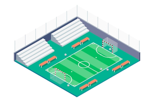 Vector campo de fútbol sala isométrico