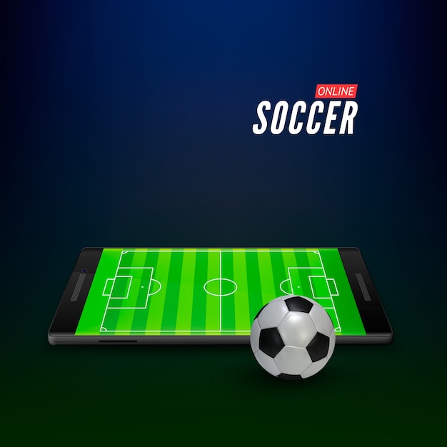Campo de fútbol vacío en la pantalla del teléfono inteligente.