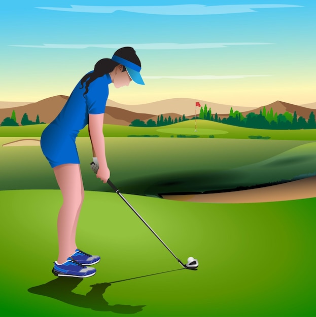 Vector campo de golf para jugar