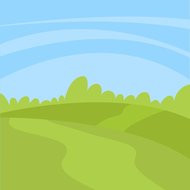 Vector campo de paisaje vectorial y fondo del cielo