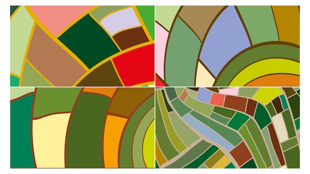 campos de la granja vista superior colorido fondo vectorial plano07
