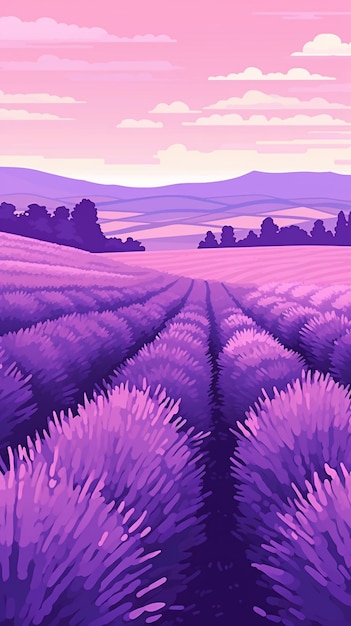 Vector campos de lavanda en verano 3