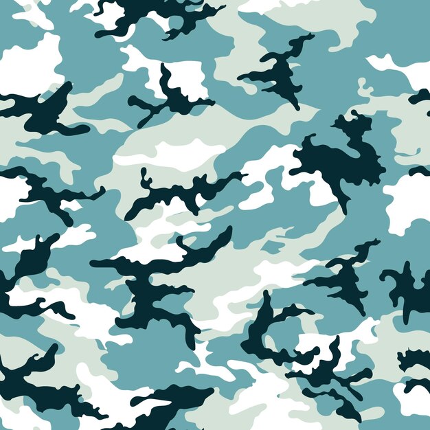 Camuflaje azul de caza en el bosque diseño de patrón sin costuras