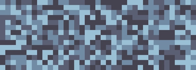 Camuflaje digital en tonos azules Patrón de vector transparente Cuadrícula de píxeles para temas militares e ideas creativas