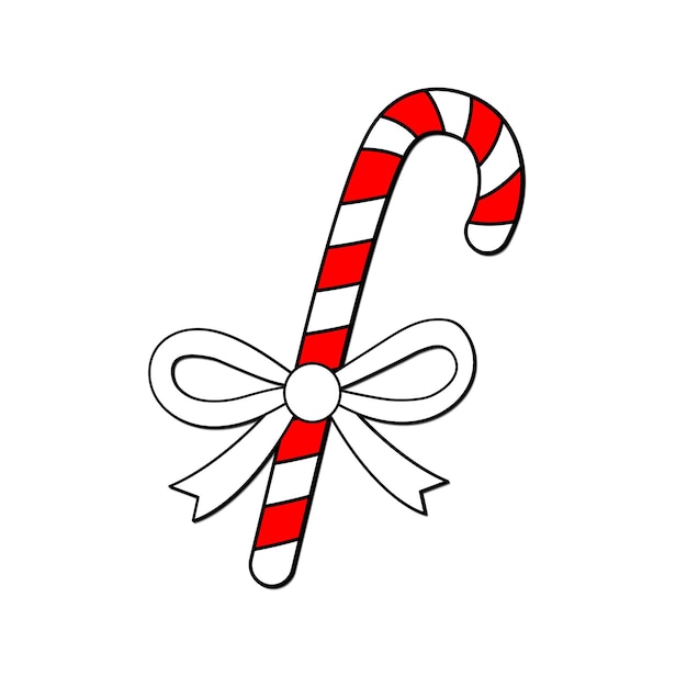 caña de caramelo con diseño vectorial de arco clásico para decoración tarjetas de felicitación de celebración de la temporada de vacaciones