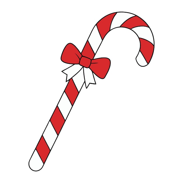 Caña de caramelo de Navidad dibujada a mano con ilustración de silueta de arco