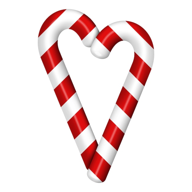 Caña de caramelo de Navidad en forma de corazón aislada sobre un fondo blanco Amor de Navidad