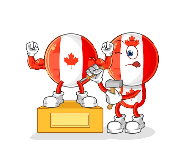 Canadá bandera cabeza escultor personaje dibujos animados mascota vector