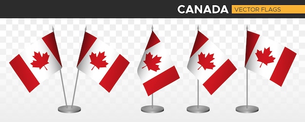 Canadá escritorio banderas maqueta 3d vector ilustración tabla bandera de canadá