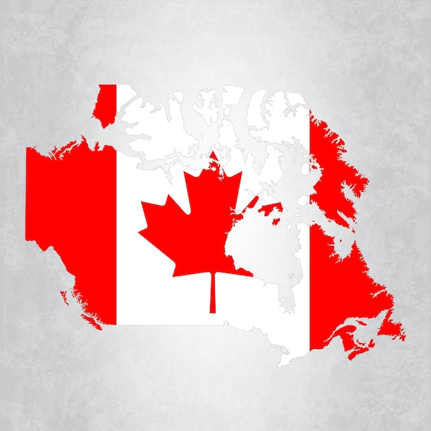 Canadá mapa con bandera