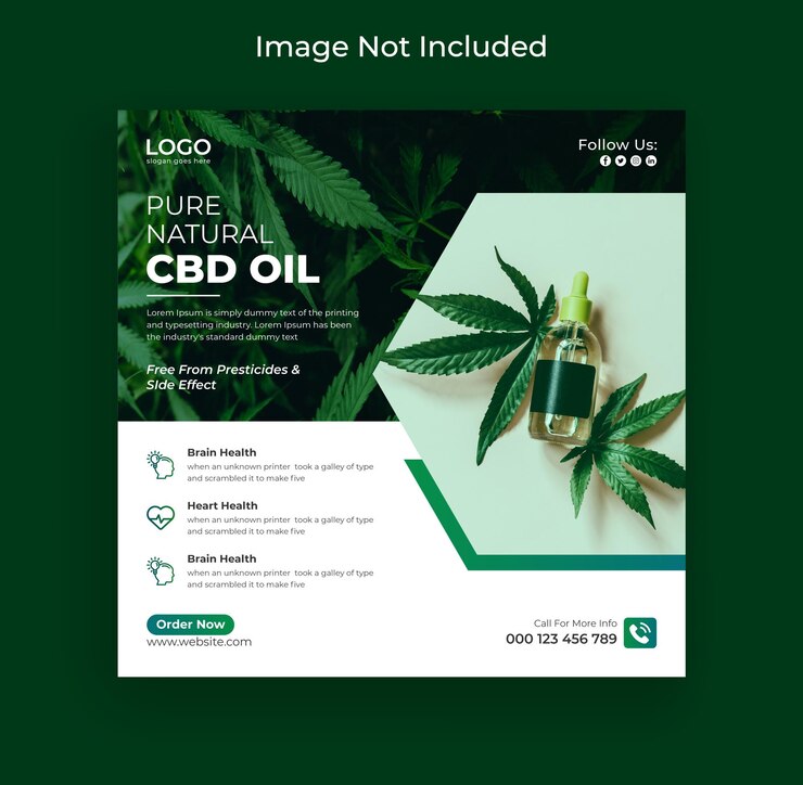 cáñamo o aceite de cbd publicación de instagram banner de redes sociales y banner web Vector Premium