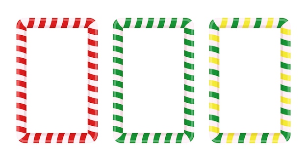 Las cañas de caramelo, los marcos rectangulares, las franjas de Navidad, los bordes sin costuras.