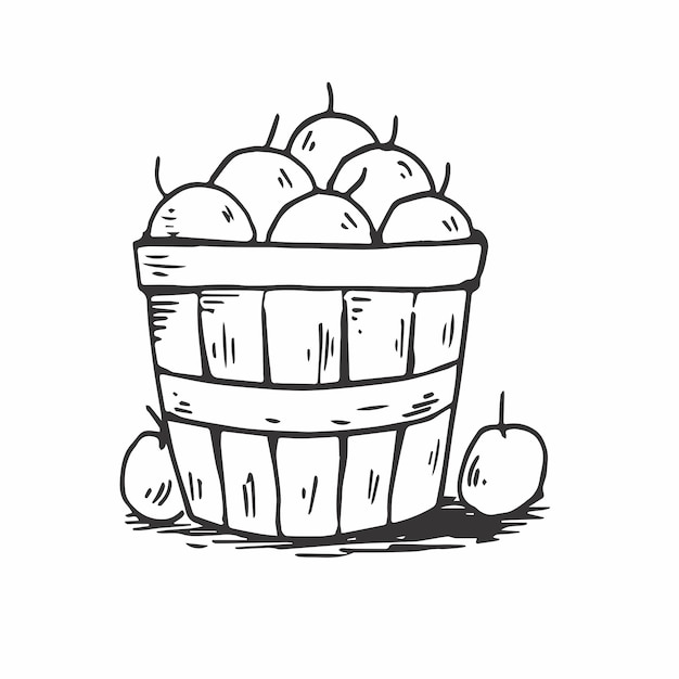 La canasta de la cosecha de manzanas