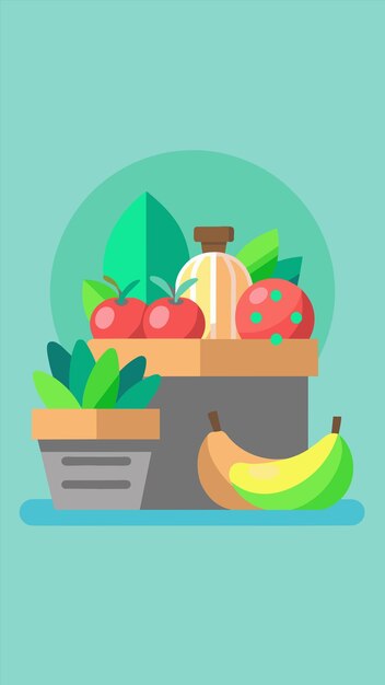 una canasta de frutas con frutas y una canasa de frutas