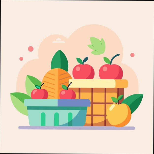 una canasta de manzanas y una canasta de manzanas