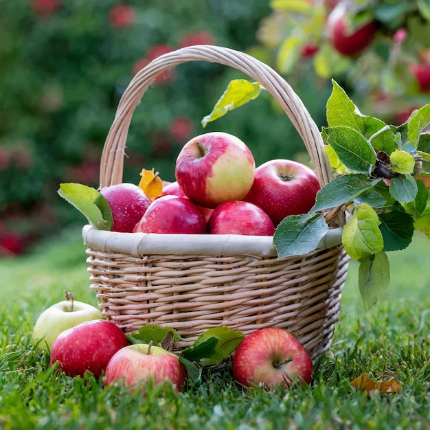 una canasta de manzanas frescas