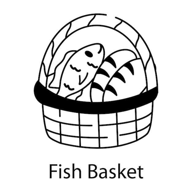 una canasta que dice canasta de pescado en ella