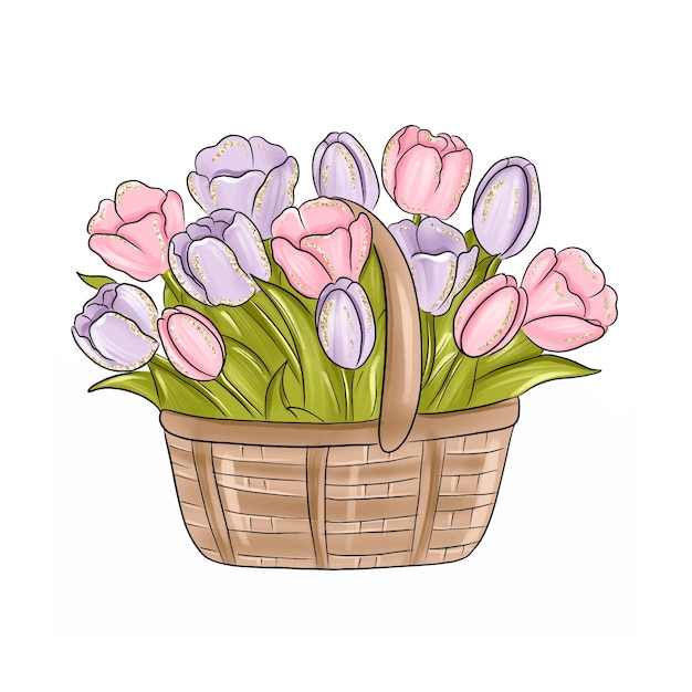 canasta de tulipanes