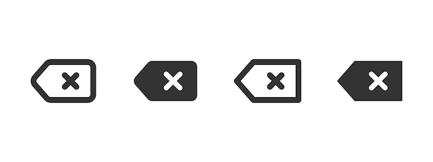Cancel icon Button with an X mark for closing or removing elements vector illustration Backspace navigation symbol Exit dismiss or undo actions sign UI element for rejection or stopping pictogram