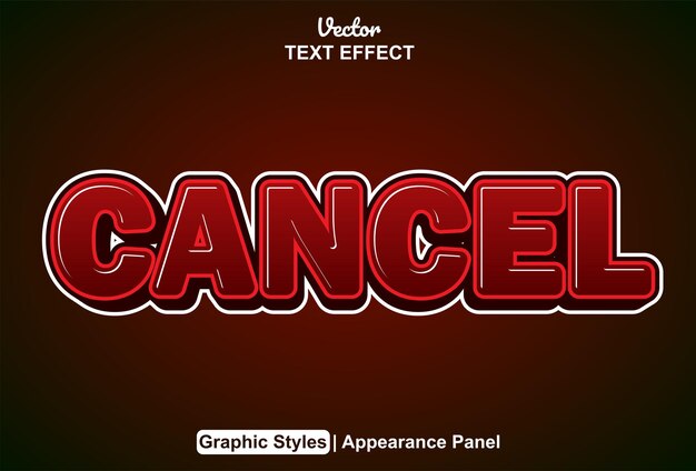Cancelar efecto de texto con estilo gráfico de color rojo editable