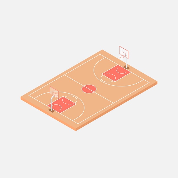 Cancha de baloncesto aislada sobre fondo gris Campo deportivo para recreación activa