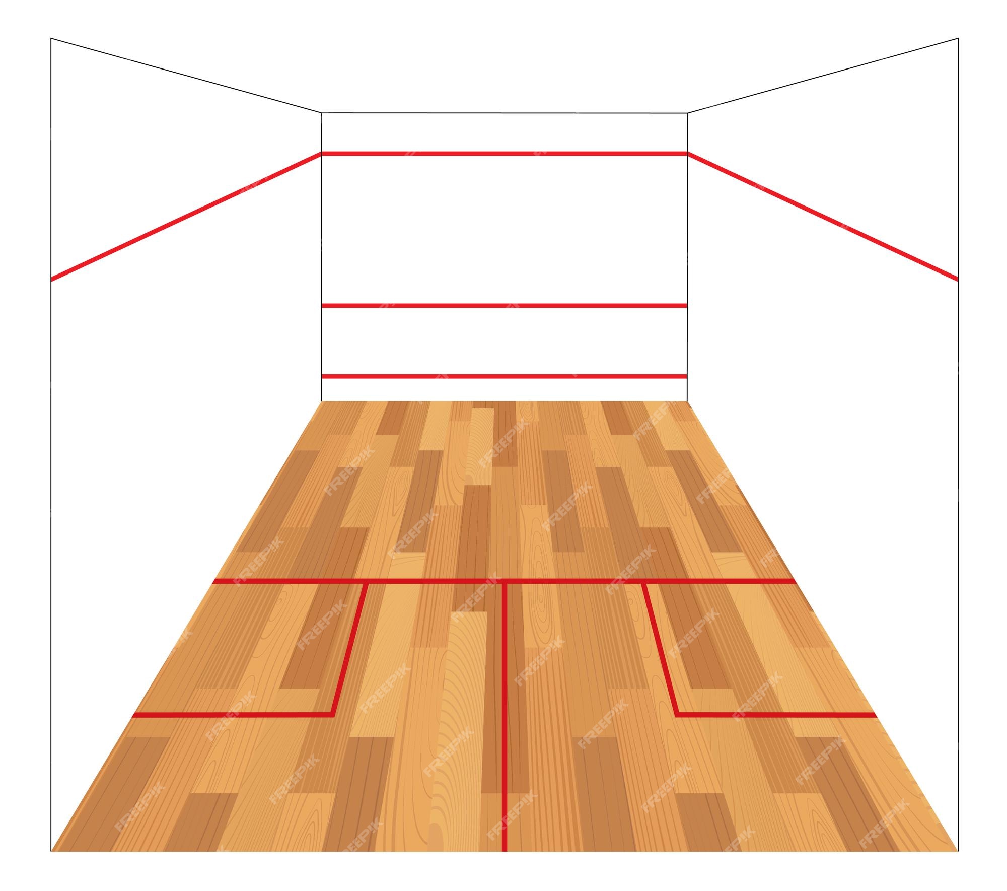 toca el piano aerolíneas Firmar Cancha de squash con marca de línea roja parquet de madera y paredes  blancas parque infantil realista vista 3d piso de material de madera dura  juegos de interior en el gimnasio ilustración