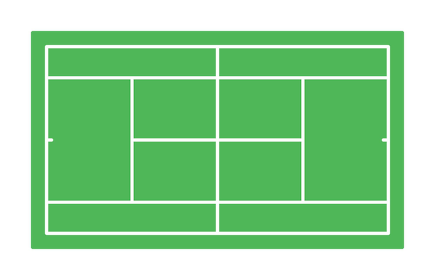 Cancha de tenis Vista superior Las proporciones exactas Ilustración vectorial