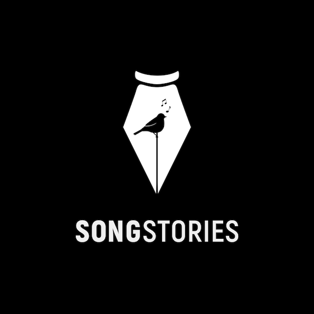 Canciones historias pájaro pluma logo inspiración