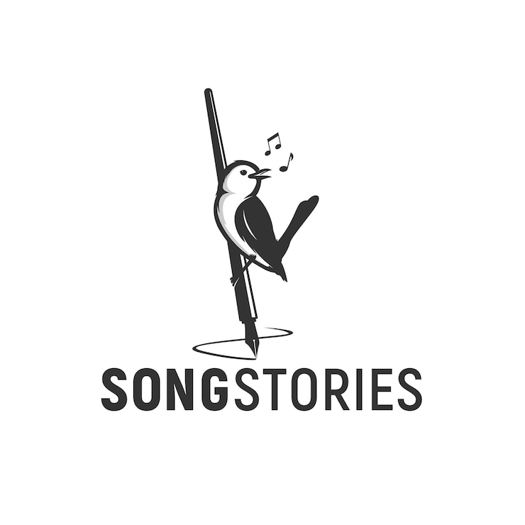 Vector canciones historias pájaro pluma logo inspiración