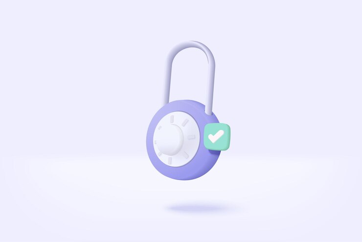 Vector candado 3d para contraseña segura en línea sobre fondo blanco signo de candado cerrado seguridad cibernética protección de datos digitales concepto mínimo protección de seguridad 3d en ilustración de renderizado vectorial aislado