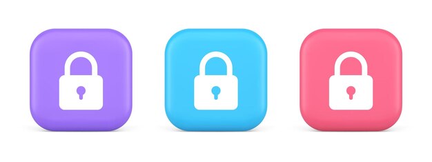 Candado bloqueo botón de acceso web contraseña seguridad protección cifrado seguro icono 3d
