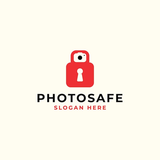 Candado con cámara Fotografía Espacio negativo Diseño de logotipo Inspiración