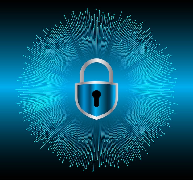 Candado cerrado en el fondo digital cyber