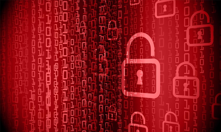 Vector candado cerrado en el fondo digital, seguridad cibernética