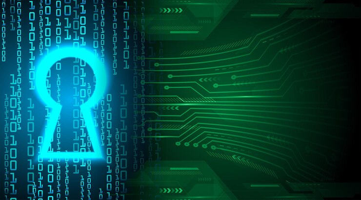 Vector candado cerrado en el fondo digital, seguridad cibernética