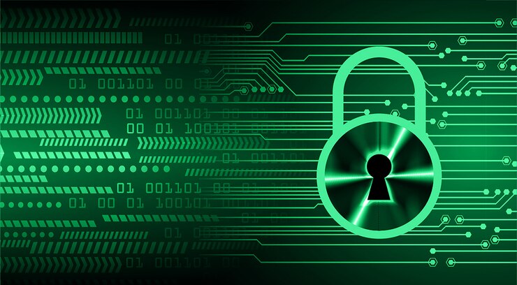 Vector candado cerrado en el fondo digital, seguridad cibernética