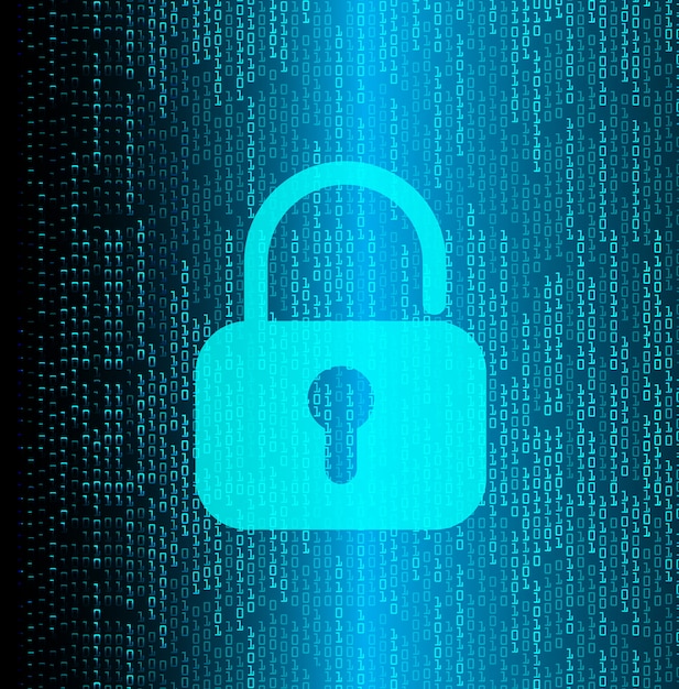 Candado cerrado en el fondo digital, seguridad cibernética