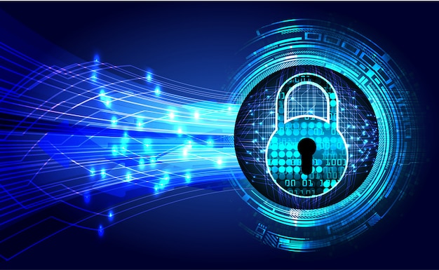 Candado cerrado en el fondo digital, seguridad cibernética