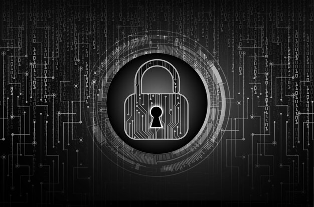 Candado cerrado en el fondo digital, seguridad cibernética