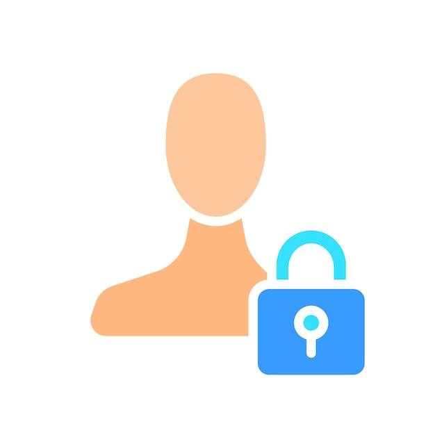 Candado cerrado con icono de línea de hombre Protección de seguridad contraseña de la puerta secreta piratería segura Icono de color vectorial en un fondo blanco para negocios y publicidad