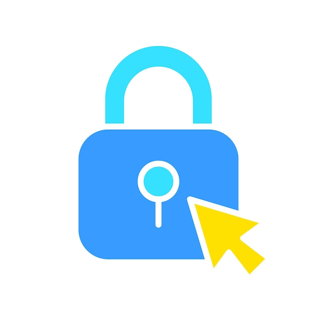 Candado cerrado con icono de línea de ratón Protección de seguridad contraseña de puerta secreta piratería segura Icono de color vectorial sobre un fondo blanco para negocios y publicidad
