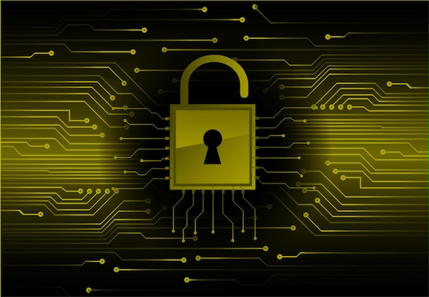 Candado cerrado en seguridad cibernética de fondo digital