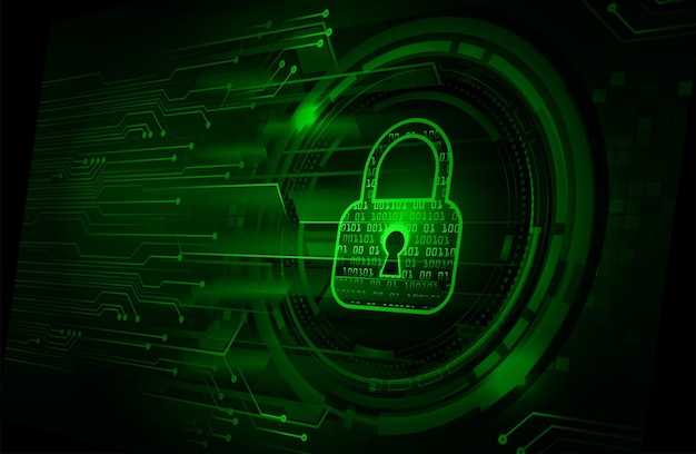 Candado cerrado en seguridad cibernética de fondo digital