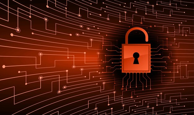 Candado cerrado en seguridad cibernética de fondo digital