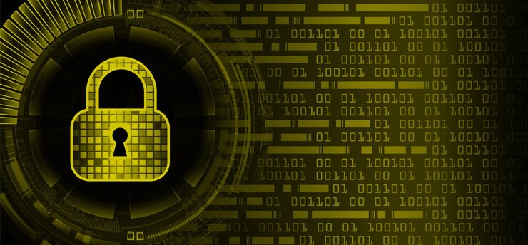 Vector candado cerrado en seguridad cibernética de fondo digital
