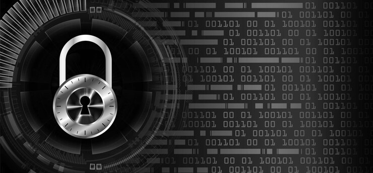 Vector candado cerrado en seguridad cibernética de fondo digital