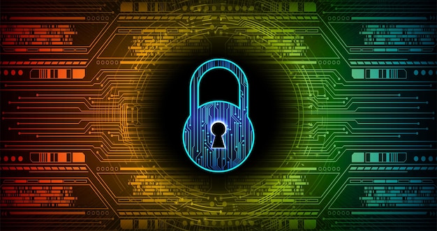 Candado cerrado en seguridad cibernética de fondo digital