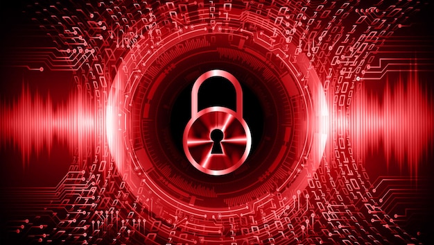 Candado cerrado en seguridad cibernética de fondo digital