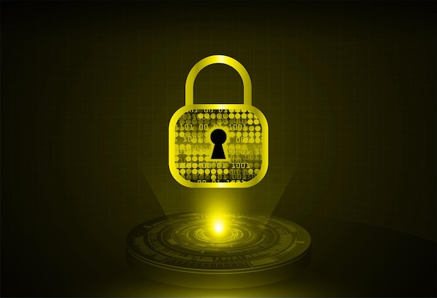 Candado cerrado en seguridad cibernética de fondo digital