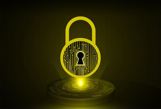Candado cerrado en seguridad cibernética de fondo digital